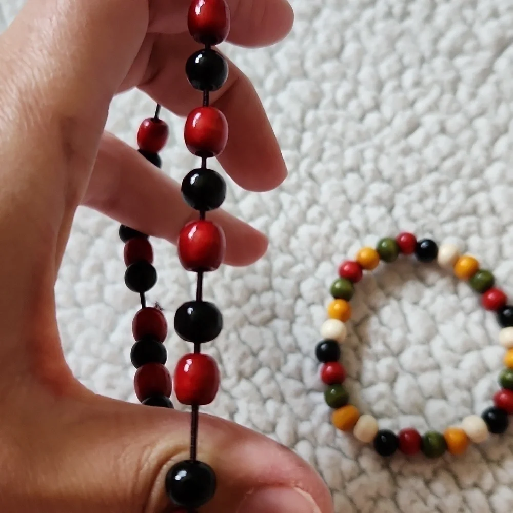 Mardi Gras voodoo handmade wooden beads bracelets